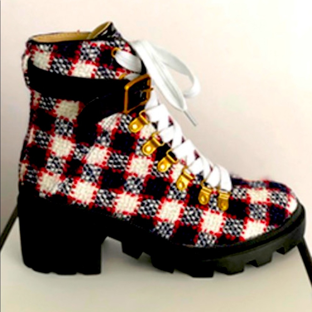 Plaid combat boots